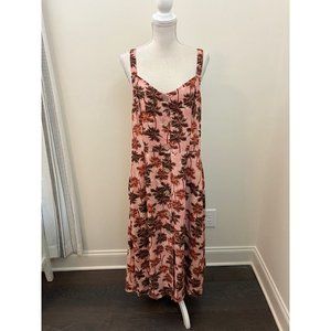 a.n.a Pink Strapped Palm Tree Print Dress Size XL